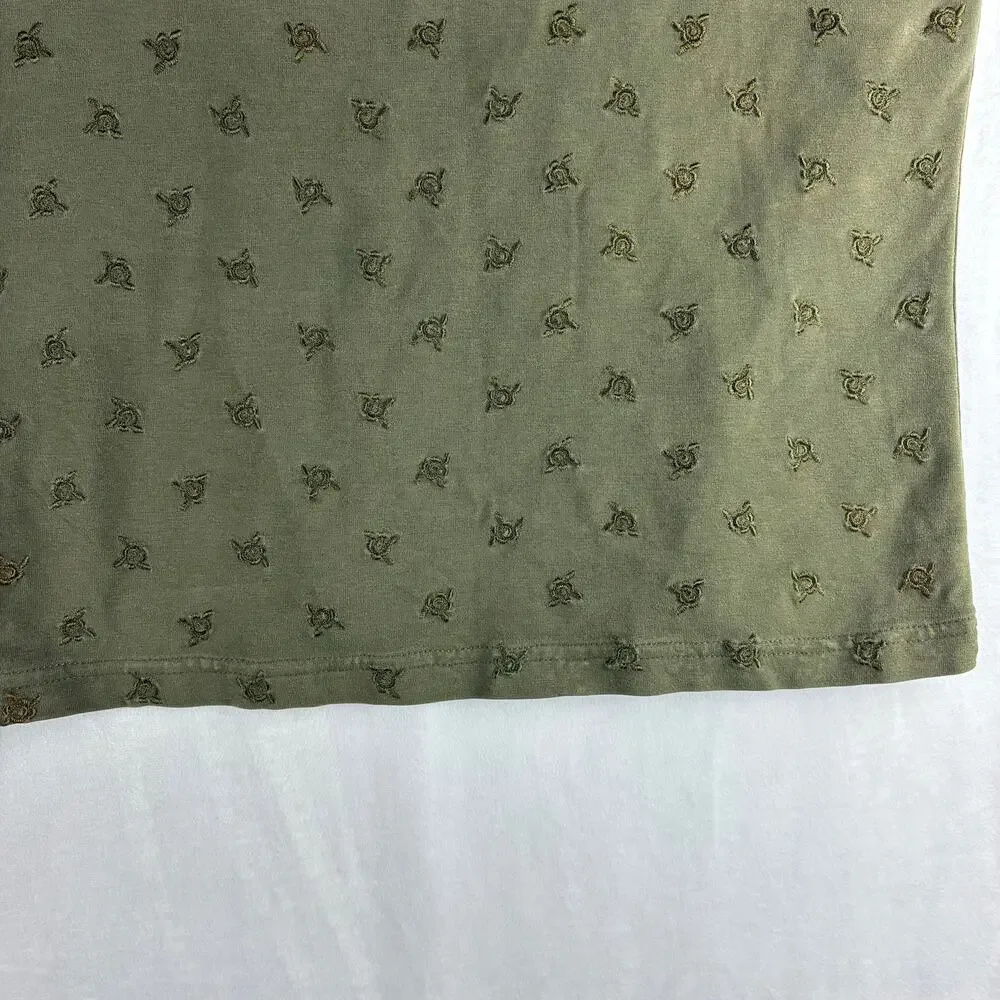 Y2K Isabella Bird Crop Spaghetti Strap Tank W/Bra Shelf Women’s XL Green Floral